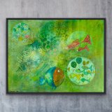 "Freischwimmer", 80 x 60 cm, gerahmt, Mixed-Media Art auf Leinwand, Preis: 990,- - Werke