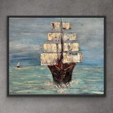 "The Traveler" 2023, 100 x 80 cm, gerahmt, Mixed-Media-Art auf Leinwand,  Preis: 1.400,- (derzeit ausgestellt im Blauen Esel im Stadthafen in Rostock) - Werke