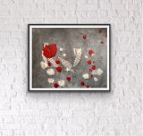 "Wei&szlig;/Rot trifft Grau 2020" Mixed-Media-Art auf Leinwand, gerahmt, Preis: 1.400,- (aktuell ausgestellt im "Blauen Esel" Altstadt Rostock) - Werke