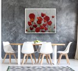 "Nochmal Mohnbl&uuml;ten" 2020, Mixed-Media-Art auf Leinwand, gerahmt, Preis: 1.400,- (aktuell ausgestellt im "Blauen Esel" Altstadt Rostock) - Werke