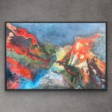 "Eruption", 2025; 120 x 80 cm, Mixed-Media-Art auf Leinwand, gerahmt, Preis: 1.600,-  - Werke
