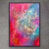 "L&ouml;ffel-Bruch",2025;  Mixed-Media-Art auf Leinwand, gerahmt,  100 x 70 cm ; Preis: 1.300,- - Werke